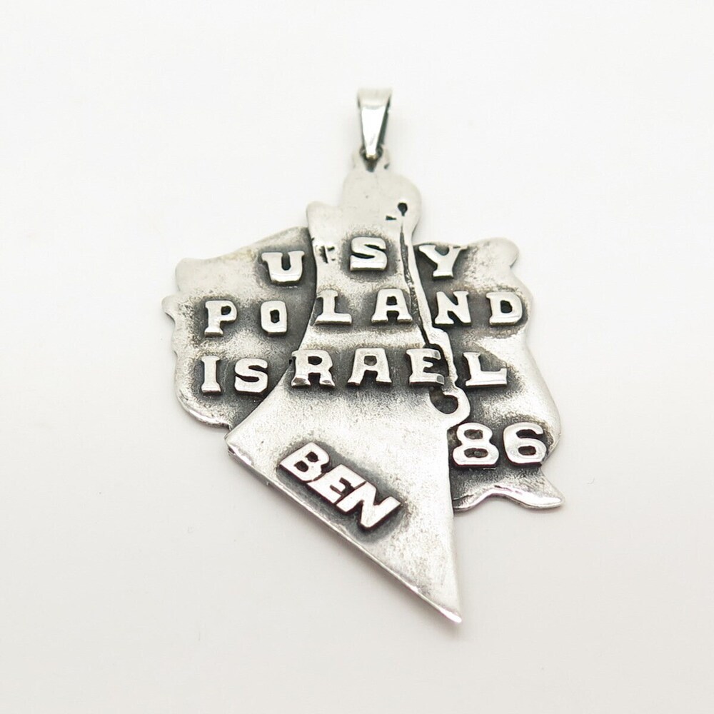 925 Sterling Silver Vintage "USY Poland Israel" Pendant - Picture 4 of 6